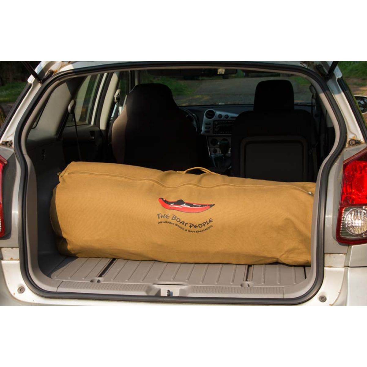 Canvas Inflatable Kayak Carry Bag inside car